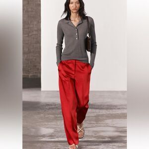 ZARA HEAVYWEIGHT SATIN STRAIGHT CUT PANTS ZW COLLECTION